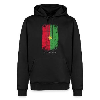 Souvenir avec le drapeau du Burkina Faso - Sweat à capuche Premium bio Homme - noir - Devant - Nico (187cm)