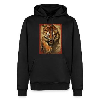 Japanese tiger art samurai karate warrior - Men’s Premium Organic Hoodie - black - Front - Nico (187cm)