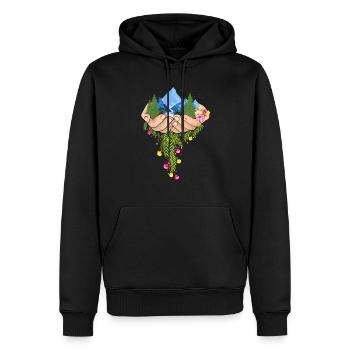 Nature in Hands - Männer Premium Bio Hoodie - Schwarz - Vorne - Nico (187cm)