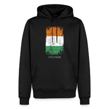 Souvenir avec le drapeau de la Côte d’Ivoire - Sweat à capuche Premium bio Homme - noir - Devant - Nico (187cm)