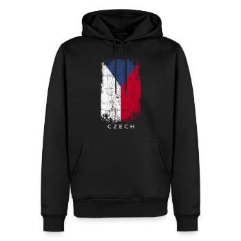 Souvenir avec le drapeau de la République tchèque - Sweat à capuche Premium bio Homme - noir - Devant - Nico (187cm)