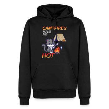 Niedliche Katze lustiger Camping Spruch - Männer Premium Bio Hoodie - Schwarz - Vorne - Nico (187cm)
