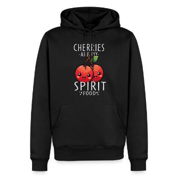 Cerises Kawaii - Sweat à capuche Premium bio Homme - noir - Devant - Nico (187cm)