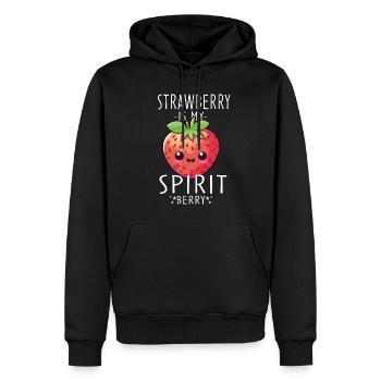 Erdbeere Kawaii - Männer Premium Bio Hoodie - Schwarz - Vorne - Nico (187cm)