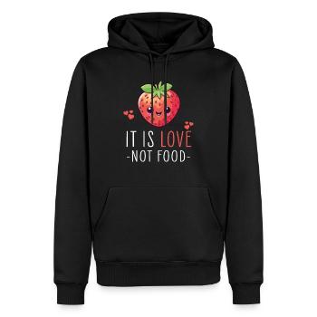 Fraise Kawaii - Sweat à capuche Premium bio Homme - noir - Devant - Nico (187cm)