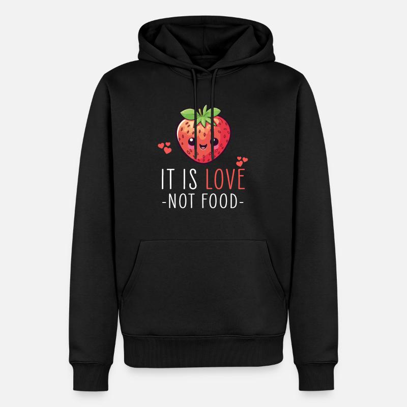 Erdbeere Kawaii - Männer Premium Bio Hoodie - Schwarz