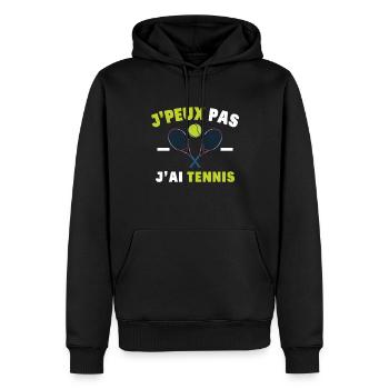 J'Peux Pas J'Ai Tennis Sport Cadeau Humoristique - Sweat à capuche Premium bio Homme - noir - Devant - Nico (187cm)