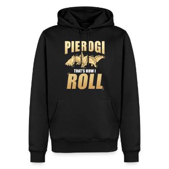 Piroggen Teigtaschen - Männer Premium Bio Hoodie - Schwarz - Vorne - Nico (187cm)