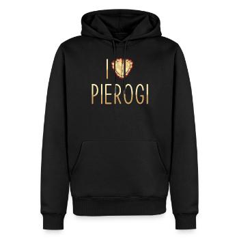 Piroggen Teigtaschen Ich liebe Pierogi - Männer Premium Bio Hoodie - Schwarz - Vorne - Nico (187cm)