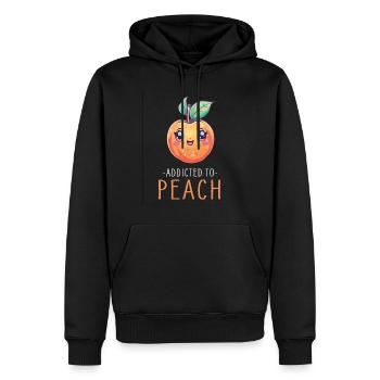 Pfirsich Kawaii - Männer Premium Bio Hoodie - Schwarz - Vorne - Nico (187cm)