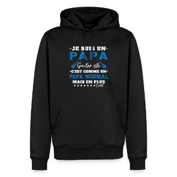 Papa guitariste comme un papa normal plus cool - Sweat à capuche Premium bio Homme - noir - Devant - Nico (187cm)