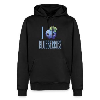 Blaubeere Kawaii - Männer Premium Bio Hoodie - Schwarz - Vorne - Nico (187cm)