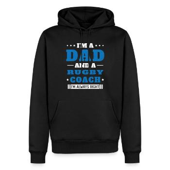Vater und ein Rugby-Trainer schenken Humor - Männer Premium Bio Hoodie - Schwarz - Vorne - Nico (187cm)