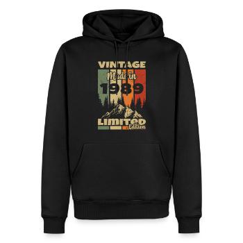 Jahrgang 1989 Jahrgang 1989 Geburtstagsgeschenk - Männer Premium Bio Hoodie - Schwarz - Vorne - Nico (187cm)