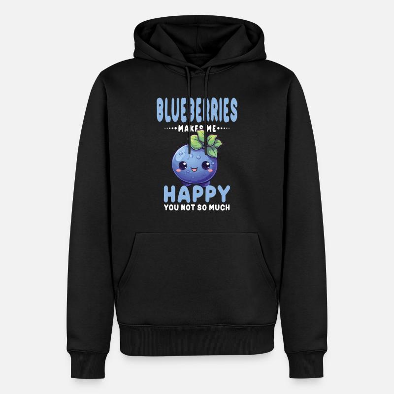 Blaubeere Kawaii - Männer Premium Bio Hoodie - Schwarz