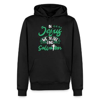 In Jesus Werden Wir Rettung Finden Bibelvers - Männer Premium Bio Hoodie - Schwarz - Vorne - Nico (187cm)