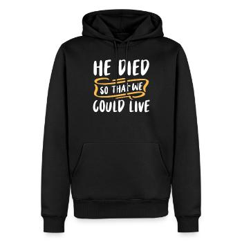Il est mort pour que nous puissions vivre - Sweat à capuche Premium bio Homme - noir - Devant - Nico (187cm)