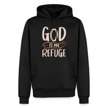 Gott Ist Meine Zuflucht Christlicher Bibelvers - Männer Premium Bio Hoodie - Schwarz - Vorne - Nico (187cm)