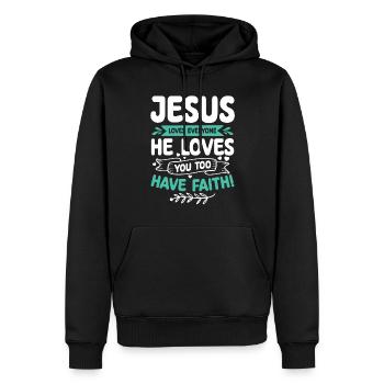 Jésus aime chaque verset biblique Croyez Jésus-Christ - Sweat à capuche Premium bio Homme - noir - Devant - Nico (187cm)