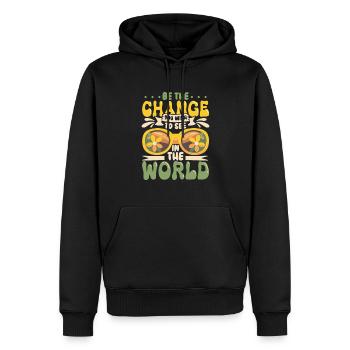 Hippie Lifestyle Flower Power Free Spirit Harmony - Männer Premium Bio Hoodie - Schwarz - Vorne - Nico (187cm)