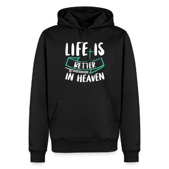 La vie est meilleure au ciel Verset biblique Foi - Sweat à capuche Premium bio Homme - noir - Devant - Nico (187cm)