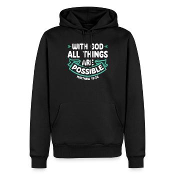 Avec Dieu, tout est possible verset biblique Jésus - Sweat à capuche Premium bio Homme - noir - Devant - Nico (187cm)