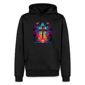 Croiser Jésus - Sweat à capuche Premium bio Homme - noir - Devant - Nico (187cm)