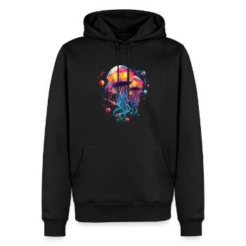 Montgolfière méduse couleurs vives - Sweat à capuche Premium bio Homme - noir - Devant - Nico (187cm)
