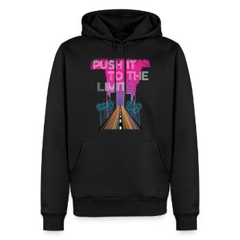 Retro 80er Vaporwave Vintage Streetwear - Männer Premium Bio Hoodie - Schwarz - Vorne - Nico (187cm)