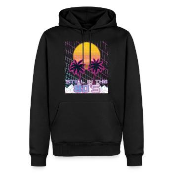 Retro Synthwave 80s Vintage Streetwear - Men’s Premium Organic Hoodie - black - Front - Nico (187cm)