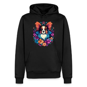 Papillon Hund Geschenk - Männer Premium Bio Hoodie - Schwarz - Vorne - Nico (187cm)