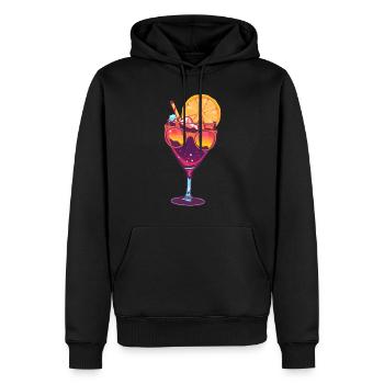 Verre à cocktail avec lunettes de soleil - Sweat à capuche Premium bio Homme - noir - Devant - Nico (187cm)