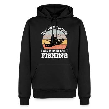 Désolé de ne pas écouter, je pêchais - Sweat à capuche Premium bio Homme - noir - Devant - Nico (187cm)