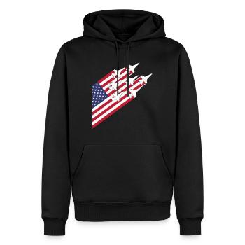 USA Flag and Fighter Jets - Men’s Premium Organic Hoodie - black - Front - Nico (187cm)