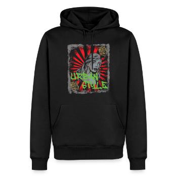 Vintage Attractive Femme Streetwear Urban - Sweat à capuche Premium bio Homme - noir - Devant - Nico (187cm)