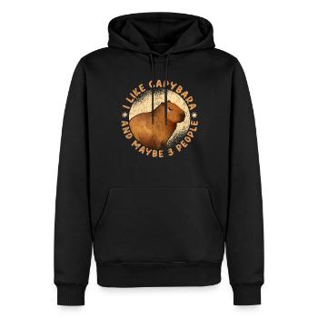 I Like Capybaras And Maybe 3 People - Männer Premium Bio Hoodie - Schwarz - Vorne - Nico (187cm)