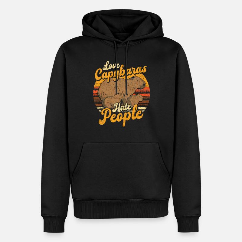 Capybara Capybara Love Rétro - Sweat à capuche Premium bio Homme - noir