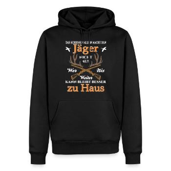 Jäger der nichts kann bleibt zu Haus - Männer Premium Bio Hoodie - Schwarz - Vorne - Nico (187cm)