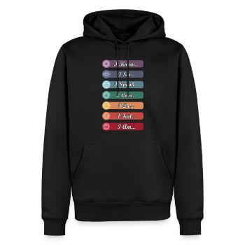 Symboles de chakra de yoga - Sweat à capuche Premium bio Homme - noir - Devant - Nico (187cm)