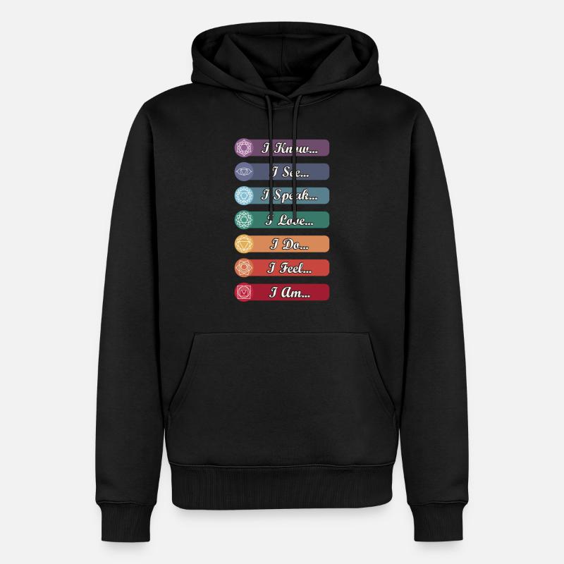 Symboles de chakra de yoga - Sweat à capuche Premium bio Homme - noir