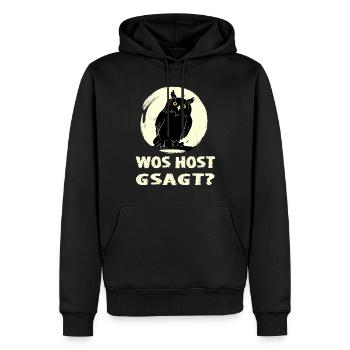 Eule bayrisch wos host gsagt Dialekt in Bayern - Männer Premium Bio Hoodie - Schwarz - Vorne - Nico (187cm)