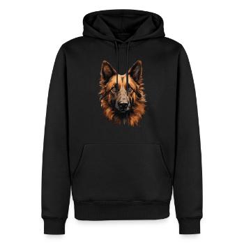 Visage de race de chien de berger belge - Sweat à capuche Premium bio Homme - noir - Devant - Nico (187cm)