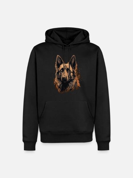 Belgischer Schäferhund Hunderasse Gesicht - Männer Premium Bio Hoodie - Schwarz