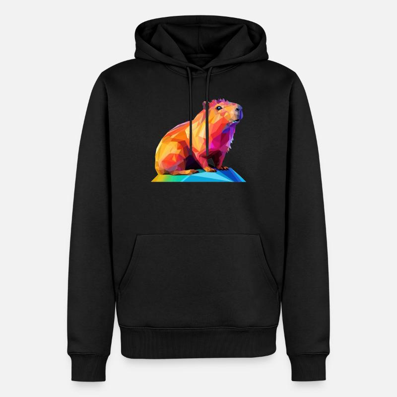 Conception de polygones bas Capybara - Sweat à capuche Premium bio Homme - noir