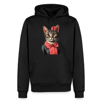 Katze 50er Jahre Design - Männer Premium Bio Hoodie - Schwarz - Vorne - Nico (187cm)