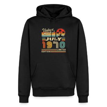 Vintage Juillet 1970 Cadeau d’anniversaire - Sweat à capuche Premium bio Homme - noir - Devant - Nico (187cm)