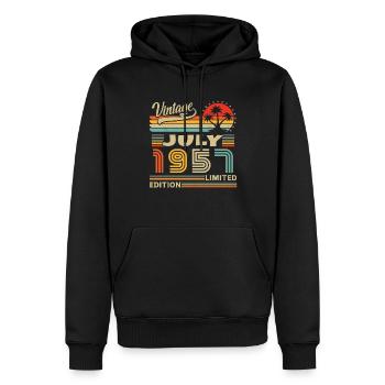 Geschenk Geburtstag Vintage Juli 1957 - Sweat à capuche Premium bio Homme - noir - Devant - Nico (187cm)