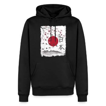 Japon esthétique paysage art japonais - Sweat à capuche Premium bio Homme - noir - Devant - Nico (187cm)