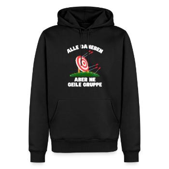 Lustiger Spruch Bogenschießen Gruppe Bogensport - Männer Premium Bio Hoodie - Schwarz - Vorne - Nico (187cm)