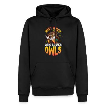 Owl Cute Owl Owl Lover just a Boy who loves owls - Männer Premium Bio Hoodie - Schwarz - Vorne - Nico (187cm)